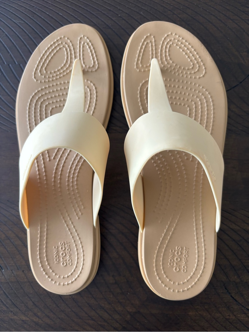 CROCS Women’s Beige Toe-Post Sandals NWOB Size9
